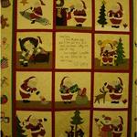 Appliqué Two Person or Group Quilt
Second Place 
Entered by:	Cathy Trujillo
	Amarillo, TX
Made by:	Cathy Trujillo
Quilted by: 	Nicole Bailey
Pattern by:  	Piece O' Cake
Size: 	54 x 67
Santa & Friends
