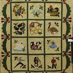 Appliqué Quilt Professional
Second Place
Entered by:	Mary Steinhauer
	Lubbock, TX
Made by:	Mary Steinhauer
Quilted by: 	Mary Steinhauer
Pattern by:  	Little Quilts, Marietta, GA
Pattern Name: 12 Days of Christmas
Size: 	55  x 68
12 Days of Christmas